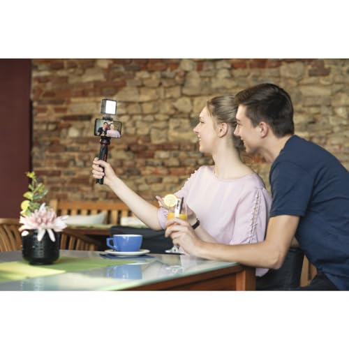 Hama Handy Stativ mit Handyhalterung (Ministativ h&ouml;henverstellbar max. 80 cm, min 22 cm, 2in1 Kamerastativ und Stativ f&uuml;r Smartphone, leichtes Reisestativ aus Aluminium mit Kugelkopf und Fernausl&ouml;ser)
