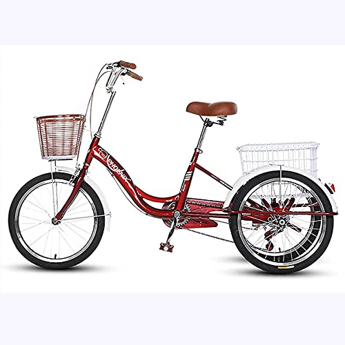 Triciclo para adultos y mayores, 20 pulgadas, 3 ruedas, bicicleta de paseo con canasto para compras, capacidad máxima de carga 150 kg (330 lb) miniatura 1