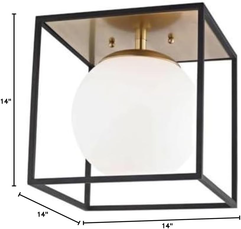 Mitzi H141501L-AGB/BK Aira - 1 Light Flush Mount 14 inches Tall and 14 inches Wide - Aged Brass/Black