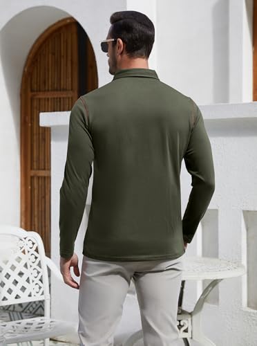 Polo clásico de hombre EDITCOZY manga larga camisa de golf | Ligera, transpirable, stretch, con botones, bolsillos, cuello, pulóver, casual para trabajo miniatura 2
