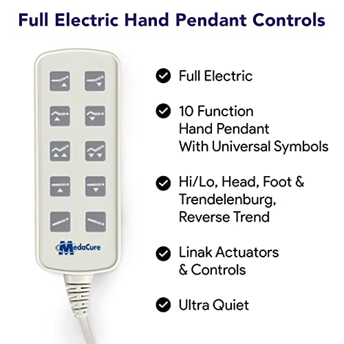 True Bariatric Adjustable Hospital Bed With 42" Foam Mattress -Ultra Low 9"-25" Heigh, Ultra Wide 36”-42”-48” Width, 80”-88” Length - Full Electric Medical Bed, Hand Pendant -750 Lbs Capacity -Maple #TOP5
