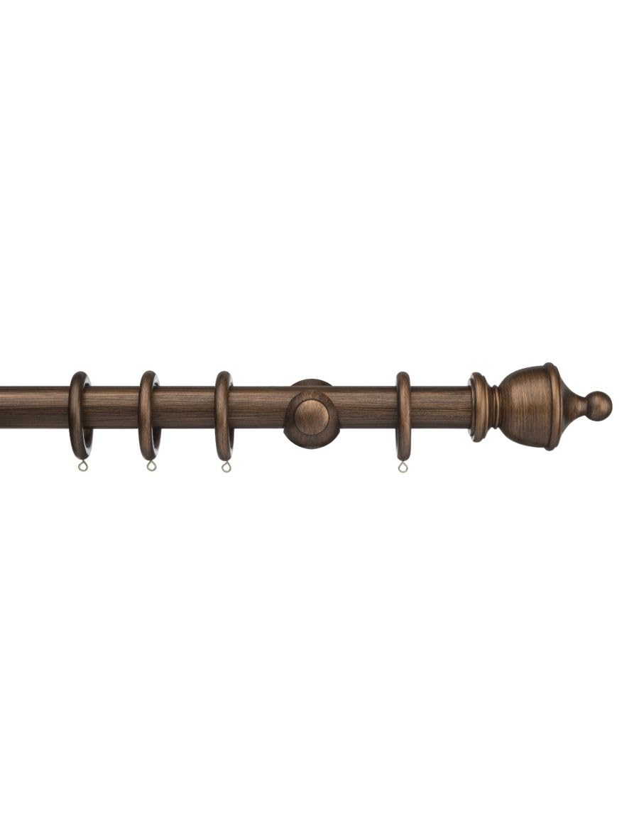 Integra Masterpiece Wooden Curtain Pole, 50mm Diameter Pole, Urn Finial, Standard Bracket, Complete Pole Kit, Burnished Bronze, 300 cm