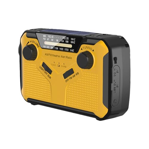 Radio de manivela de energía Solar, Radio meteorológica de Emergencia de 3000mAh, Am/FM con Alarma SOS, de Emergencia Portátil, Radios Am/FM/NOAA con Pilas, para Camping, Viajes