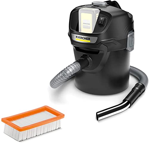Kärcher 18 V Aspirador de cenizas y polvo AD 2 Battery, material ignífugo, filtros de una pieza, manguera, depósito: 14 l, potencia: 230 W, compatible con batería 18 V Kärcher, batería no incl.