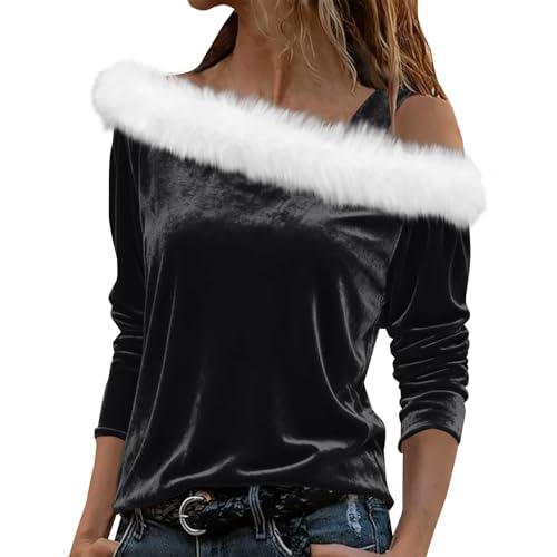 Velvet Tops for Women Long Sleeve Off The Shoulder Blouses