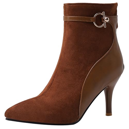 Bottes de cheville femme talon aiguille pointu bottines grandes tailles 32-48 Dx1015