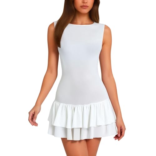 Robe corset courte à double volant pour galber la silhouette avec raffinement