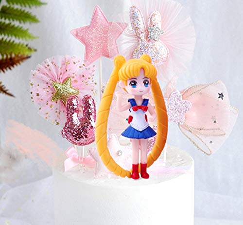 HYSTYLE 6 Pcs Lovely Girl Figurines Toys Mini Figure Collection Playset, Cake Topper Toy Doll Set, Car Doll, Office ornament, Miniature Decorations, Landscape Scenes