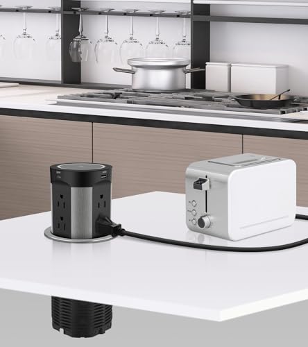 Regleta emergente para encimera, PD45W 4 USB/8 tomas/cargador inalámbrico miniatura 6