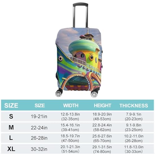 Octopus Ship Luggage Cover, Elastic Luggage Protector Fits 19-32in Suitcases, Washable & Anti-Scratch Suitcase Cover for Men Women S2