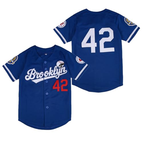 PXLZRUO Youth Black Legend Baseball Uniform #42 Stitched Boys Hip Hop Sports Jerseys Shirts for Kids (Blue XS)