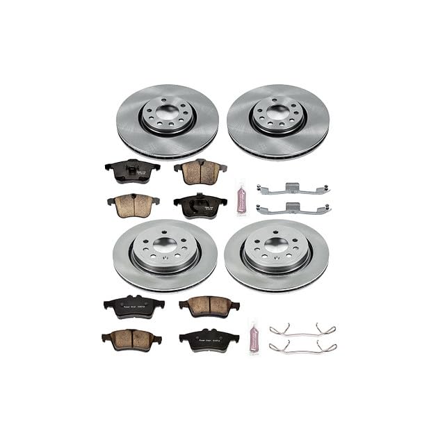 Image of PowerStop Front and Rear Brake Kit for Saab 9-3 2003-11 - Z17 Ceramic Brake Pads & Disc Rotors Replacement, KOE5348