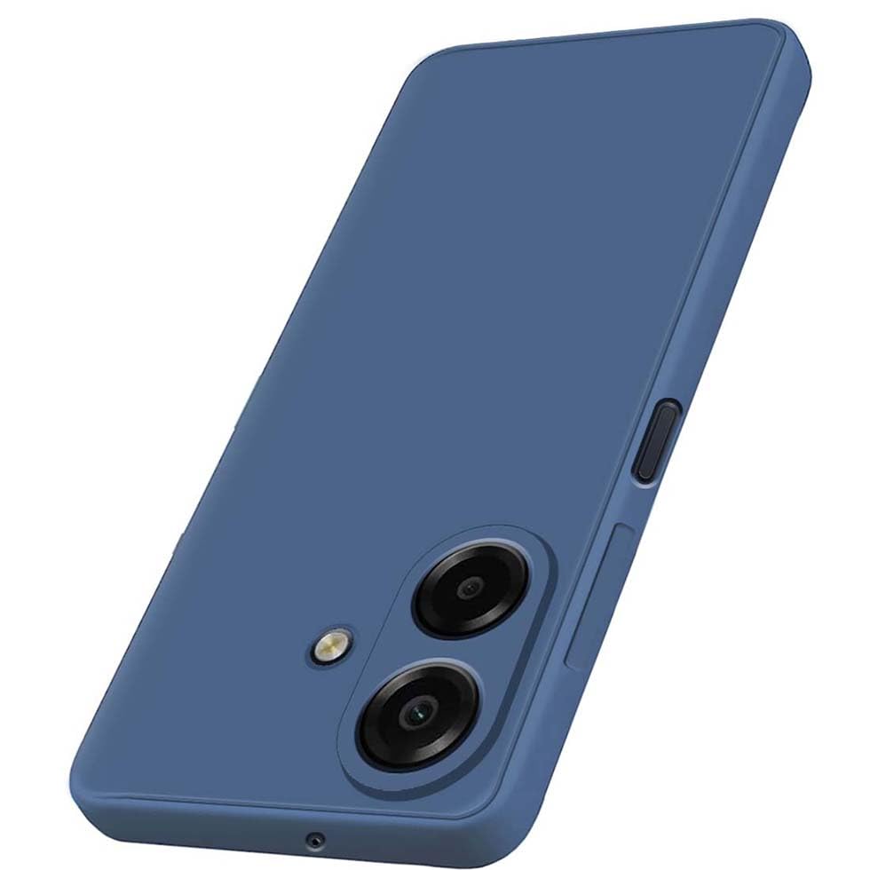 Image of Fashionury Liquid Silicon Back Cover for Samsung Galaxy M17e 5G / F70e 5G / M07 / F07 / A07 / A07 5G | Camera Protection | Inner Velvet Fabric | Anti-Fingerprint | Ultra Slim Case (Blue)