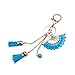 Produktbild Joyfeel buy 1 Stück Kreatives Schlüsselanhänger Strass Blau Fan Quaste Form Frauen Tasche Anhänger Legierung Schlüsselbund für Schlüssel/Auto/Tasche/Handy