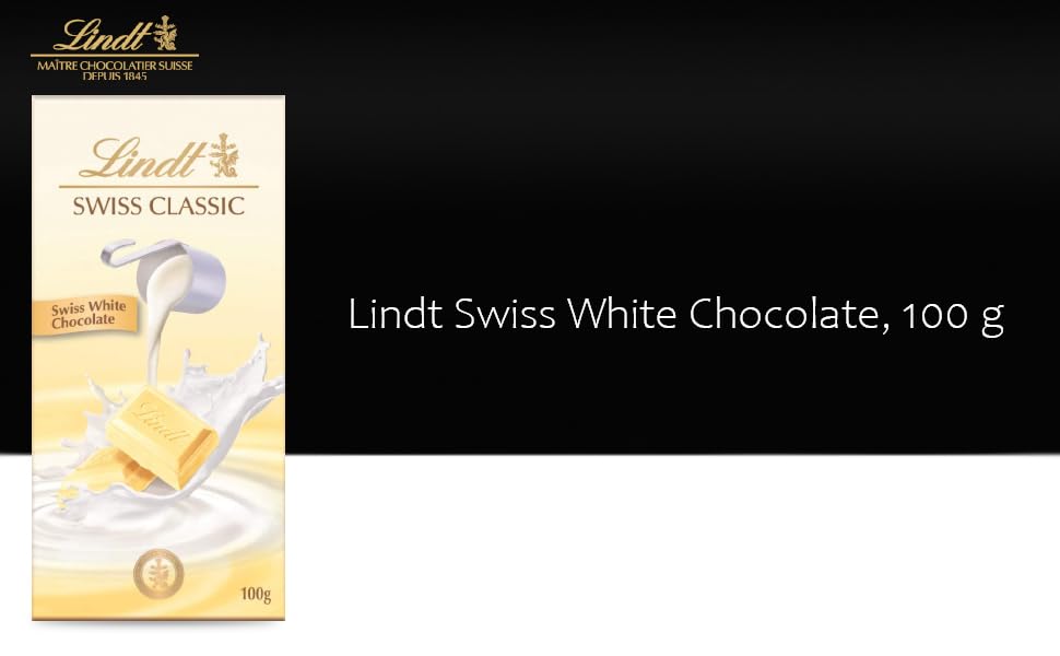 Image of Lindt Swiss Classic White Chocolate Creamy Bar, Premium Swiss White Chocolate, 100g (Product Of Switzerland)