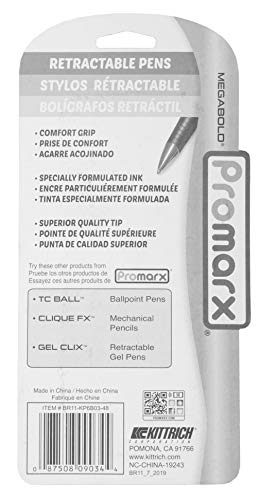 Promarx Megabold Retractable Ballpoint Pens With Comfort Grip, 1.6 Mm, Black, 3 Count #TOP4