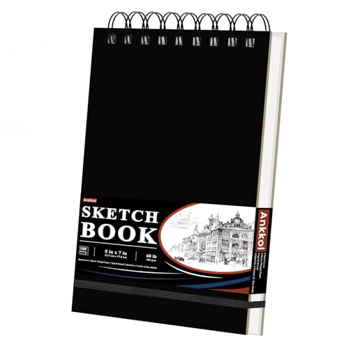 Ankkol Spiral Sketchbook 5x7, Small Sketch Book Hard Cover -100