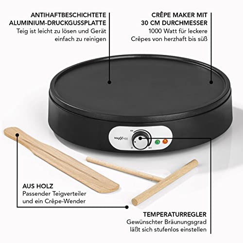 MAXXMEE Crepes Maker mit Teigverteiler & Wender aus Holz | Crêpe Maker mit Ø 30 cm, antihaftbeschichtet - leichte… – Bild 5