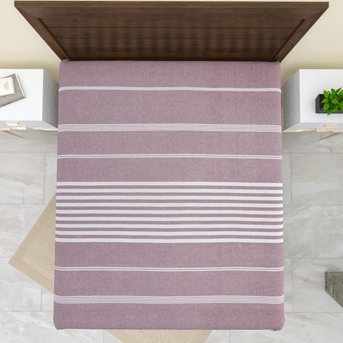Image of 210 TC Handmade Double Bedsheet | Without Pillow Cover | Handloom Cotton Bedsheets for Double Bed | Bed Sheet Size (90X100 Inches, 7.5 x 8.3 Feet | Rose Ebony)