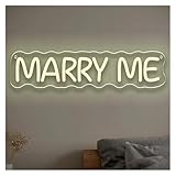 Lámpara de señalización Letrero De Neón MARRY ME Con Luz LED De Brillo Ajustable Para Decoración De Pared De Dormitorio, Compromiso Propuesta De Matrimonio 40.6cmx9.5cm