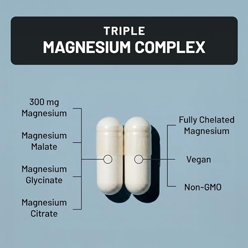 NatureWise Triple Magnesium Complex - Chelated - High Absorption Magnesium Glycinate + Malate + Citrate for Muscle Nerve & Sleep Support - Vegan 90 Capsules - image 3