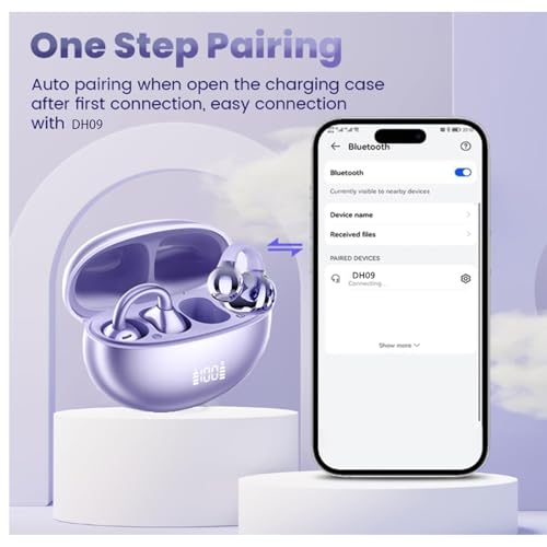 Image of Open-Ear Wireless Bluetooth 6.0 Headphones, 17mm Drivers with ENC, IPX5 Low Latency Gaming Mode and Multi-Connection, Clip-on Earphones for Workouts /Running