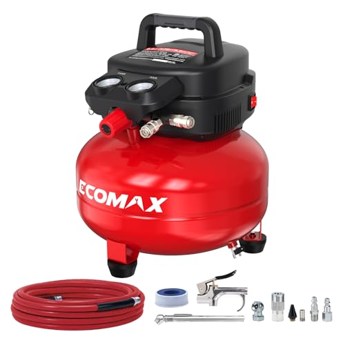 ECOMAX 6-Gallon 175 PSI portable oil-free air compressor