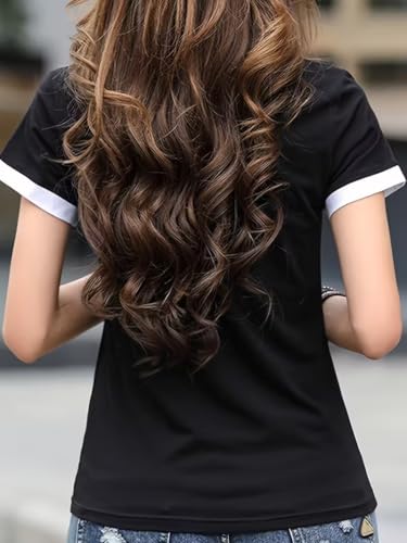 Image of GLASGO Pure Cotton Regular Fit Plain Solid Classic Polo Collar Half Sleeve T-Shirt for Women (Colors: Black, Brown, Peach, Pink)