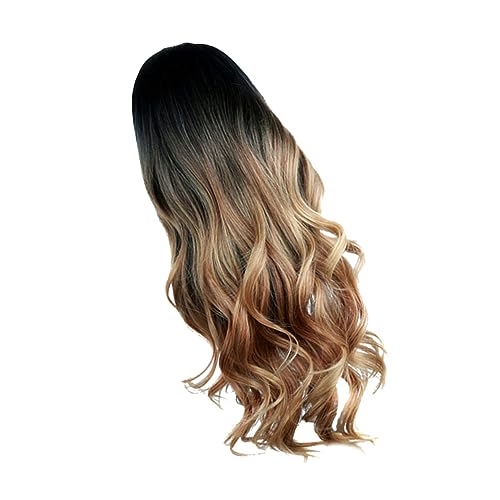 Perruque longue bouclée pour femme aspect réaliste et dégradé naturel