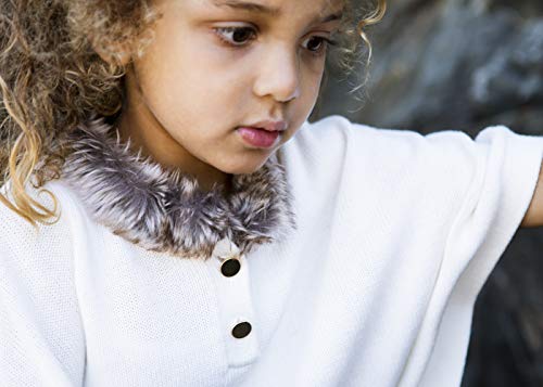 Hope & Henry Girls White Sweater Cape With Faux Fur Collar #TOP3