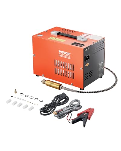 VEVOR PCP-Luftkompressor, 4500 PSI PCP-Luftgewehrkompressor mit eingebautem Konverter & Lüfterkühlsystem, DC12 V/AC230 V Kompressorpumpe mit manuellem Stopp für Luftgewehr, Paintball & Tauchflaschen