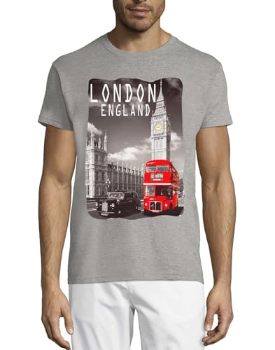 T-shirt homme gris coton Big Ben Red Bus London taille S au XXL