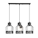 Price comparison product image LEDSone Industrial Pendant Light Fixture 3-Light Metal Cage Hanging Lamps 50cm Ceiling Bar 95cm Adjustable Cords for Kitchen Island, Dining Room, Bar, Cafe Lighting