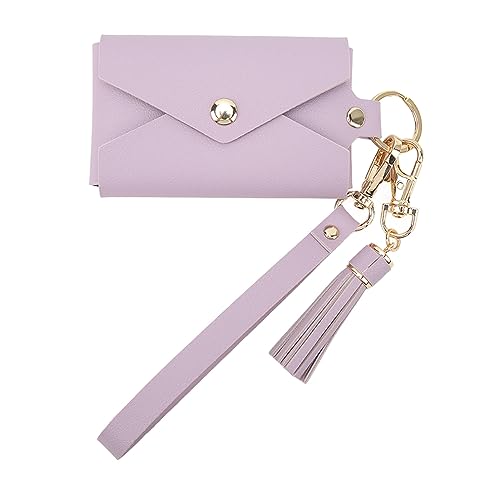 Mbeysaq Cards Photo Holder Wallet PU Leather Photo Storage Keychain for Mini 12/11 & Credit Cards, Small Photo Storage s, Snap Design, Fashion Travel Gift Pink (Purple)