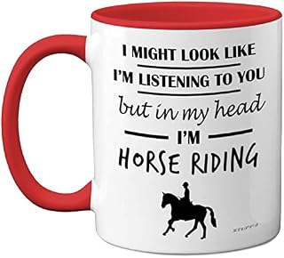 Horse Gifts for Women Men - in My Head I'm Horse Riding - Horse Riding Gifts for Horse Lovers, Horse Mugs for Girls, Horse Rider Gifts, 11oz Ceramic Dishwasher Safe Premium Mugs Cup - by Stuff4