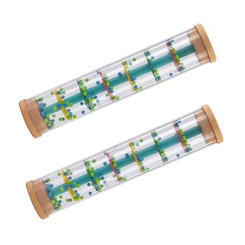 FELTECHELECTR 2Pcs Rain Sound Rattle for Early Educational Rainstick Instrument Fun Beads Rolling for Boys for Indoor