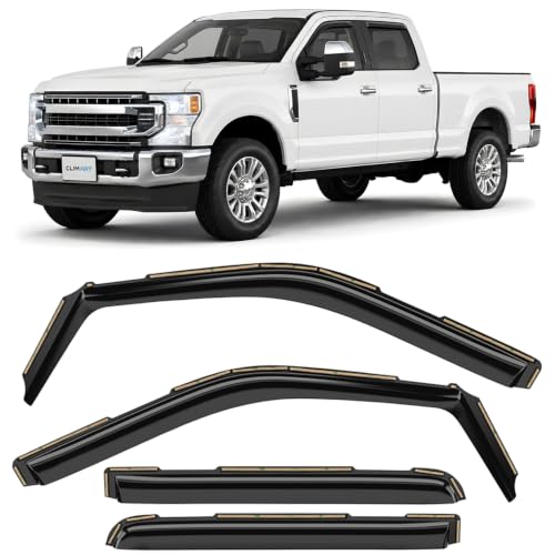 Image of CLIM ART in-Channel Incredibly Durable Rain Guards Compatible with F250 to F550 Super Duty 2017-2022 Crew Cab, Original Window Deflectors, Vent Window Visors, Vent Deflector, 4 pcs.- 617198