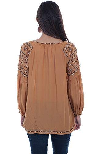 Scully Hc526 Gld M Honey Creek Blouse With Poet Sleeves44; Gold - Medium #TOP1