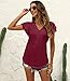 Women's Summer Tops Ruffle Sleeve V Neck Tunic Tops Business Casual Flowy Blouses for Women Red