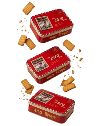 Image of The 1970 Shop 100% Atta Biscuit | Made in Desi Ghee | 0% Maida | No Preservatives | No Palm Oil | Authentic Indian Snack | Atta Biscuit For Healthy Tea Snacking | Premium Handmade Cookies | Eggless & Vegetarian | 400g | Pack Of 3
