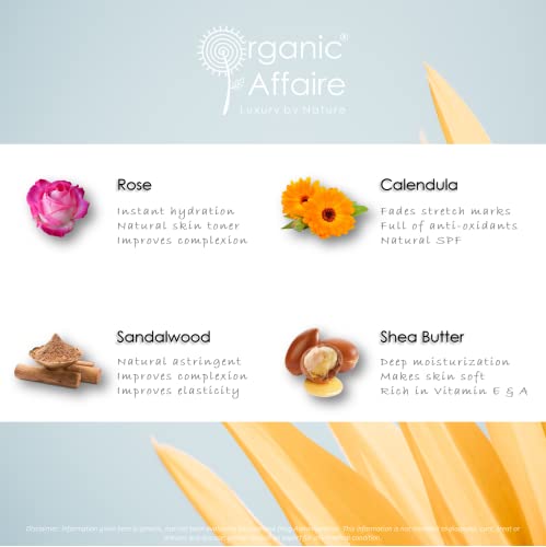 Image of Organic Affaire All Natural Body Lotion (All Skin) Rose, Calendula, Sandalwood, Jojoba & Shea Butter | Free from Paraben, Mineral Oils, Alcohol & Sls 200ml