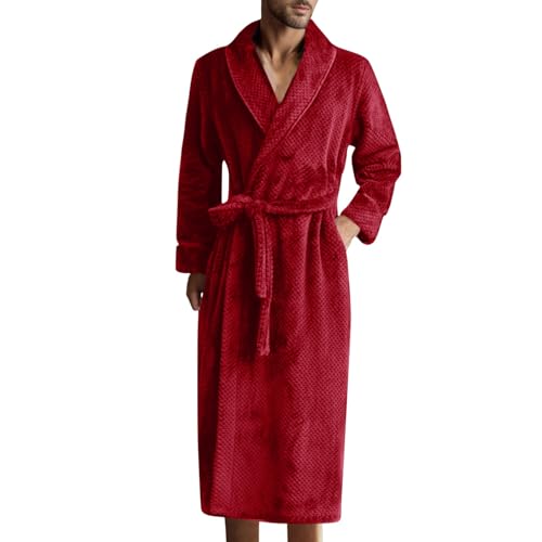 Generisch Albornoces para hombre Sauna Abrigo con Largo Ligero Pijama Para Boda Novia Fiesta Sauna Kimono Albornoz Ligero, c62 rojo, 3XL
