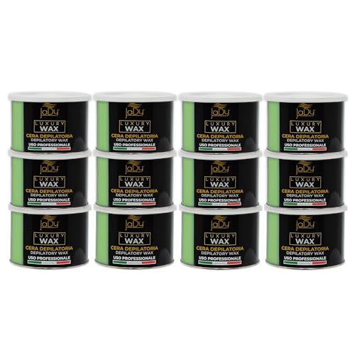 JaDy - Wosk do depilacji aloesu | do profesjonalnego zastosowania | Nadaje się do wszystkich rodzajów skóry | Wosk na gorąco 400 ml, zielony, luksusowy wosk (12)