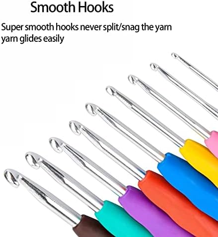 Crochet Hooks Set 47 Pack, 14 Pcs Colorful Ergonomic Soft Rubber Comfort Grip Handles Crochet Kit, Crochet set for Beginners Adults, Sister Gift, Knitting Tools with Portable Case,Size 2mm to 10mm