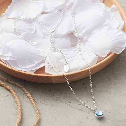 Philip Jones March (Aquamarine) Birthstone Necklace Created with Zircondia® Crystals