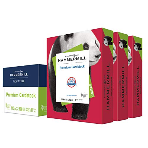 Hammermill Red Cardstock, 110 lb, 8.5 x 11 Colored Cardstock, 3 Pack (600 Sheets) - Thick Card Stock, Made in the USA