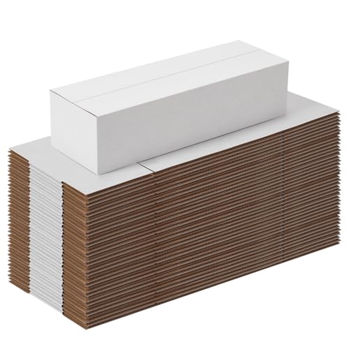 Image of 12x4x3 White Shipping Boxes Set of 40, White Kraft Corrugated Cardboard Small Boxes Mailers for Business Packaging Box, Present Box