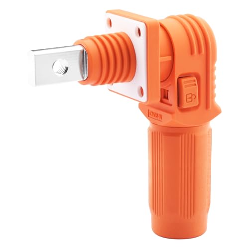 Battery Energy Storage Connector Set 200A 1500V, 90 Degree IP67 Weatherproof Solar Battery Connector with Silver Plating Copper, for 1/0 AWG (50mm&sup2;) Cable, for Industrial, EV Charging Station, Orange