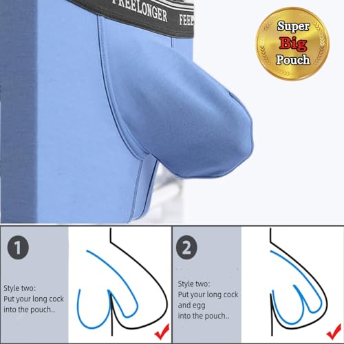 Men's Boxer Briefs Big pouch Underwear Comfortable Soft and Breathable Trunks2