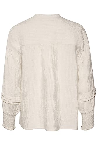 Part Two Women's Blouse V-Notch Neckline with Tying String Balloon Sleeves, Whitecap Gray, 10 (S) - Image 2